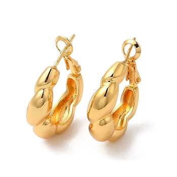 Rack Plating Brass Hoop Earrings, Long-Lasting Plated, Golden, 29x24.5x7mm