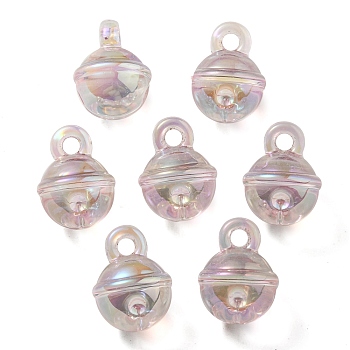 UV Plating Rainbow Iridescent Transparent Acrylic Pendant, Bell Charms, Plum, 20.5x15.5mm, Hole: 3.5mm