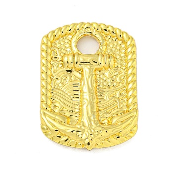 304 Stainless Steel Pendants, Rectangle with Boat Anchor Charm, Real 18K Gold Plated, 33.5x23.5x3.5mm, Hole: 5mm