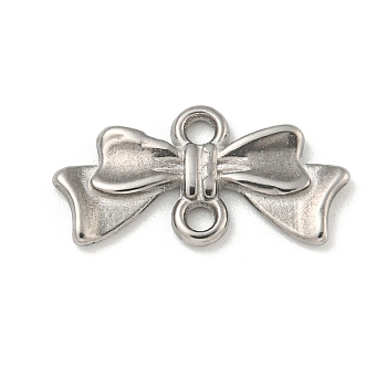 Non-Tarnish 304 Stainless Steel Bowknot Links Connector Charms, Stainless Steel Color, 8.5x16.5x1.5mm, Hole: 1.4mm