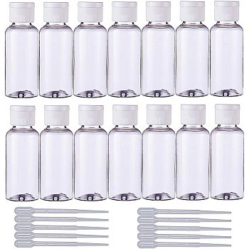 Transparent Plastic Cosmetic Containers, for Portable Perfume Makeup Water and 2ml Disposable Plastic Dropper, Clear, 94x32mm