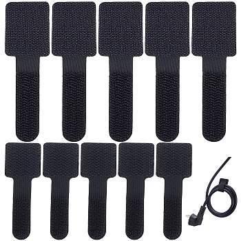 40Pcs 2 Style Nylon Hook and Loop Tape Wire Organizer, Adhesive Cable Ties, Black, 56~91x20~28x2.5mm, 20pcs/style