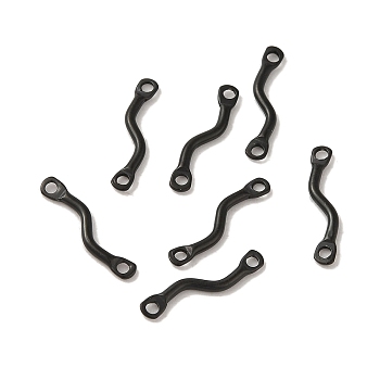 304 Stainless Steel Links Connector Charms, Twisted Bar, Black, 14x2.5x1.2mm, Hole: 1.2mm