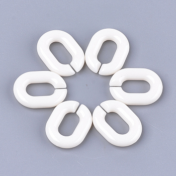 Acrylic Linking Rings, Quick Link Connectors, For Jewelry Chains Making, Oval, Floral White, 19x14x4.5mm, Hole: 11x5.5mm, about 680pcs/500g