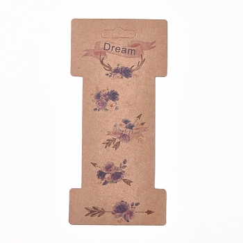 Floral Pattern Paper Jewelry Display Cards, for Hair Accessories Display, BurlyWood, 171x80x0.4mm, Hole: 9x28mm