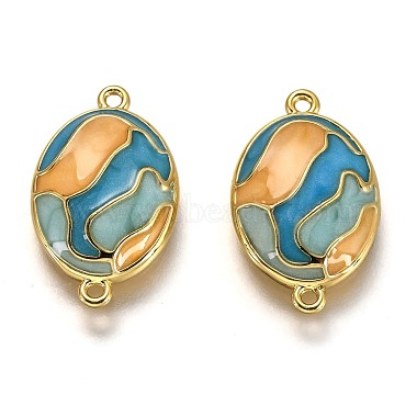 Real 18K Gold Plated Colorful Oval Brass+Enamel Links