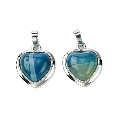 Platinum Heart Banded Agate Pendants