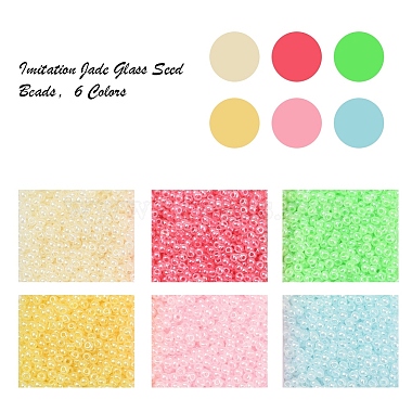 4800Pcs 6 Colors 12/0 Imitation Jade Glass Seed Beads(SEED-YW0001-30)-2