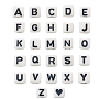 Opaque Acrylic Beads, White, Cube with Alphabet, Letter A~Z, Black, 6x6x6mm