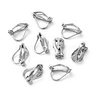 Brass Clip-on Earring Findings, for non-pierced ears, Platinum Plated, Nickel Free, 12.5x6x8mm(X-EC110-NF)