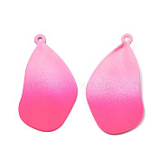 Spray Painted Iron Pendants, Leaf, Hot Pink, 46x25.5x2.5mm, Hole: 1.8mm(IFIN-N008-026D)