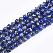 Natural Lapis Lazuli Beads Strands, Faceted, Round, 4mm, Hole: 0.8mm, about 102pcs/strand, 15.3 inch(G-T108-36)