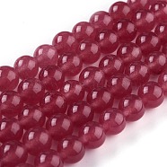 Natural White Jade Beads, Round, Dyed, Cerise, 8mm, Hole: 1mm, about 49pcs/strand, 15.16 inch(38.5cm)(G-J390-C02-01)