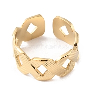304 Stainless Steel Hollow Infinity Open Cuff Rings, Real 14K Gold Plated, US Size 7 1/4(17.5mm)(RJEW-D002-41G)