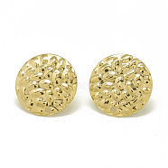 304 Stainless Steel Stud Earring Findings, with Loop, Flat Round, Golden, 16mm, Hole: 1.4mm, Pin: 0.8mm(X-STAS-Q225-02G)