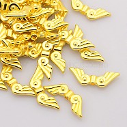 Tibetan Style Alloy Beads, Lead Free & Cadmium Free, Wings, Golden, 21x7.5mm, Hole: 1mm(TIBEB-1000-G-LF)