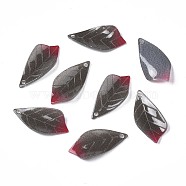 Plastic Pendants, Leaf, Gray, 22~23.5x11~12x2.5~3mm, Hole: 1~1.5mm(KY-N015-041A)