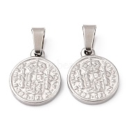 304 Stainless Steel Coin Pendants, Hispan Et Ind Rex Coin, Stainless Steel Color, 14x11x2mm, Hole: 5x7mm(STAS-F183-01P-B)