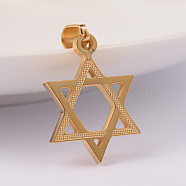 Ion Plating(IP) 304 Stainless Steel Pendants, for Jewish, Star of David, Golden, 22x16x2mm, Hole: 6x4mm(STAS-M245-24G)