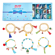 SUNNYCLUE 279Pieces DIY Fruit Themed Bracelets Kits, Including Alloy Enamel Pendants, Rondelle Glass Beads, Suede Tassels, Iron Twisted Chains, Elastic Crystal Thread and Claw Clasps, Mixed Color(DIY-SC0015-44)