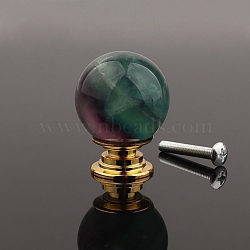 Metal & Natural Fluorite Drawer Knobs, Drawer Pulls Handle, Iron Screw, for Home, Cabinet, Cupboard and Dresser, 30mm(PW-WG57F80-06)