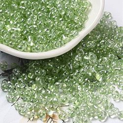 Baking Glass Seed Beads, Peanut, Pale Green, 5.5~6x3~3.5x3mm, Hole: 1~1.2mm(SEED-K009-07A-06)