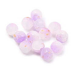 Frosted Baking Painted Crackle Glass Beads with Glitter Powder, Two Tone, Round, Medium Orchid, 8x7.5mm, Hole: 1.6mm, about 1538pcs/1000g(DGLA-T004-8mm-01E)