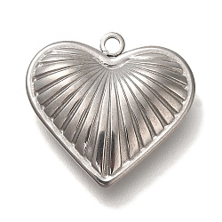 Anti-Tarnish 304 Stainless Steel Pendants, Heart Charm, Stainless Steel Color, 18x19x4mm, Hole: 1.6mm(STAS-P371-096C-P)