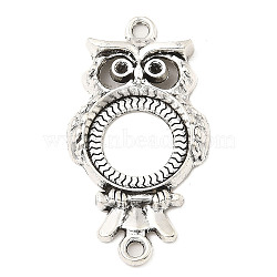 Tibetan Style Alloy Cabochon Connector Settings, Open Back Settings, Owl, Nickel, Antique Silver, Tray: 14mm, 37x19.5x3mm, Hole: 2mm, about 395pcs/1000g(FIND-E041-15AS)