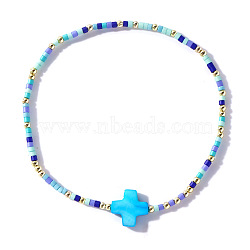 Bohemian Style Colorful Beaded Handmade Glass Cross Link Bracelet for Women(NT0177-1)