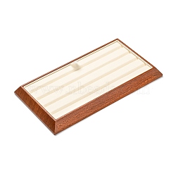 Rectangle Wood Pesentation Jewelry Diamond Display Tray, Covered with Microfiber, Coin Stone Organizer, Antique White, 24.5x13.5x2.1cm(ODIS-P008-14A)