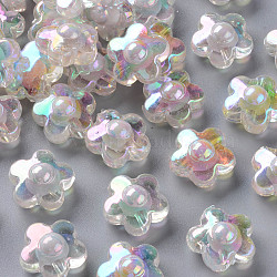 Transparent Acrylic Beads, Bead in Bead, AB Color, Flower, WhiteSmoke, 16.5x17x9.5mm, Hole: 2.5mm, about 390pcs/500g(TACR-S152-09B-06)