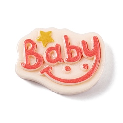 Baby Theme Opaque Resin Decoden Cabochons, Word, 21x28.5x6.5mm(CRES-O007-02C)