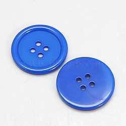 Resin Buttons, Dyed, Flat Round, Dodger Blue, 30x3mm, Hole: 3mm, 98pcs/bag(RESI-D030-30mm-10)