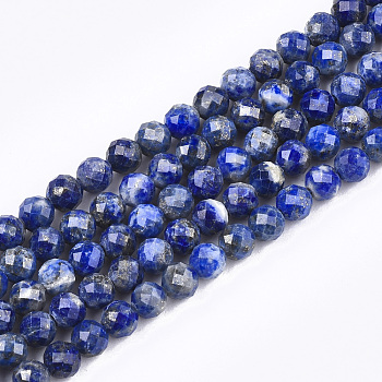 Natural Lapis Lazuli Beads Strands, Faceted, Round, 4mm, Hole: 0.8mm, about 102pcs/strand, 15.3 inch