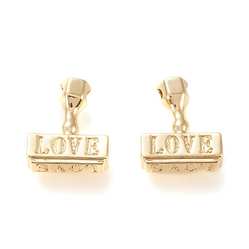 Brass Pendants, for Valentine's Day, Long-Lasting Plated, Hammer with Word Love, Real 18K Gold Plated, 15.5x13x4.5mm, Hole: 2mm