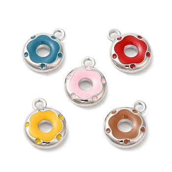 Alloy Enamel Charms, Donut Charm, Mixed Color, 12.5x10x3mm, Hole: 1.5mm