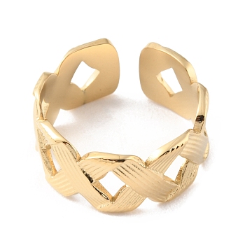 304 Stainless Steel Hollow Infinity Open Cuff Rings, Real 14K Gold Plated, US Size 7 1/4(17.5mm)