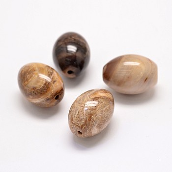Natural Petrified Wood Beads, Oval, 24x18mm, Hole: 2mm