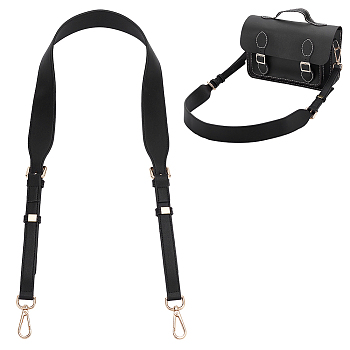 PU Imitation Leather Adjustable Bag Straps, with Iron Swivel Clasps, Black, 106.4~117x1.9~4x0.3~1.4cm