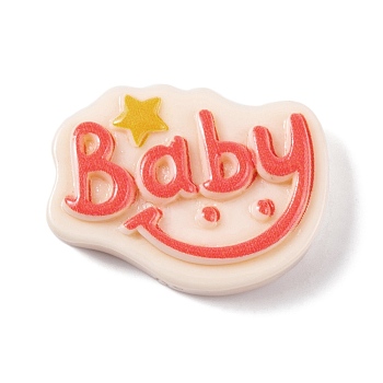 Baby Theme Opaque Resin Decoden Cabochons, Word, 21x28.5x6.5mm