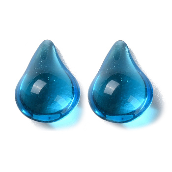 Glass Beads, No Hole, Teardrop, Light Blue, 15x9.5x7.5mm