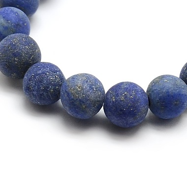 Natural Frosted Lapis Lazuli Round Bead Strands(G-M064-8mm-08)-2