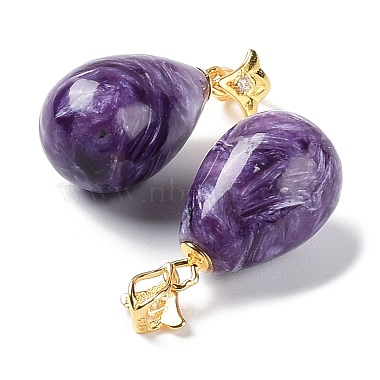 Natural Charoite Pendants(G-M407-05G)-2