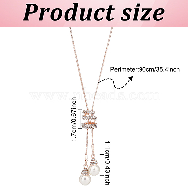 ANATTASOUL 2Pcs 2 Color Plastic Imitation Pearl Pendant Lariat Necklace with Crystal Rhinestone(NJEW-AN0001-18)-2