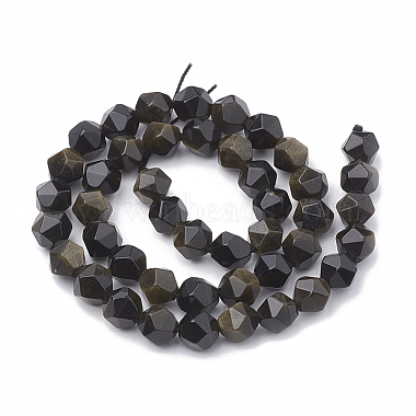 Natural Golden Sheen Obsidian Beads Strands(G-S332-8mm-012)-3