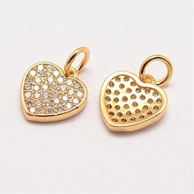 Real Gold Plated Heart Brass+Cubic Zirconia Charms