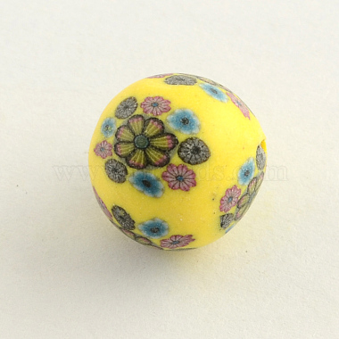 Perles en pâte polymère avec motif de fleurs manuelles(X-CLAY-Q173-M)-2