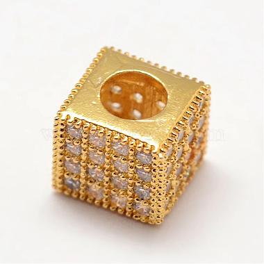 Cube Brass Micro Pave Cubic Zirconia Beads(ZIRC-L053-11G)-2