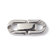 304 Stainless Steel Fold Over Clasps, Oval, Stainless Steel Color, 20x8x3mm, Hole: 4x4mm(STAS-G307-11C-P)